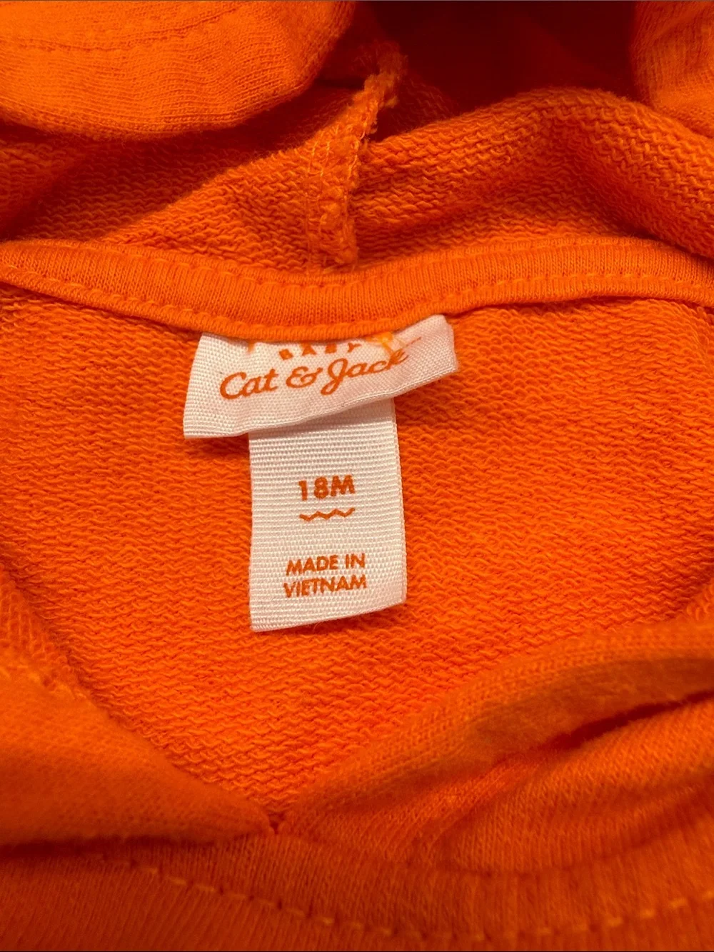 Cat & Jack Orange Pumpkin Jack-O'-Lantern Hooded Romper, 18mo
